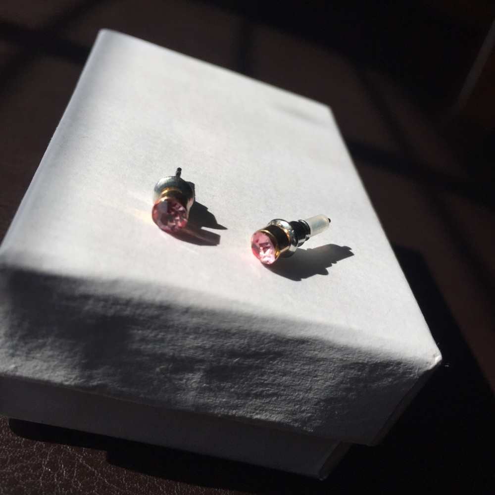 Pink emerald studded earrings